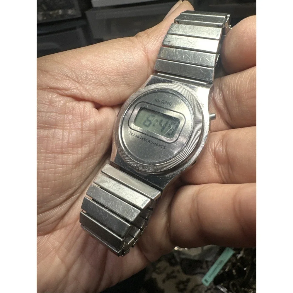 Works VTG 1970s Texas Instruments LCD Quartz Digital Mens Watch TI3H 35mm Fit 8